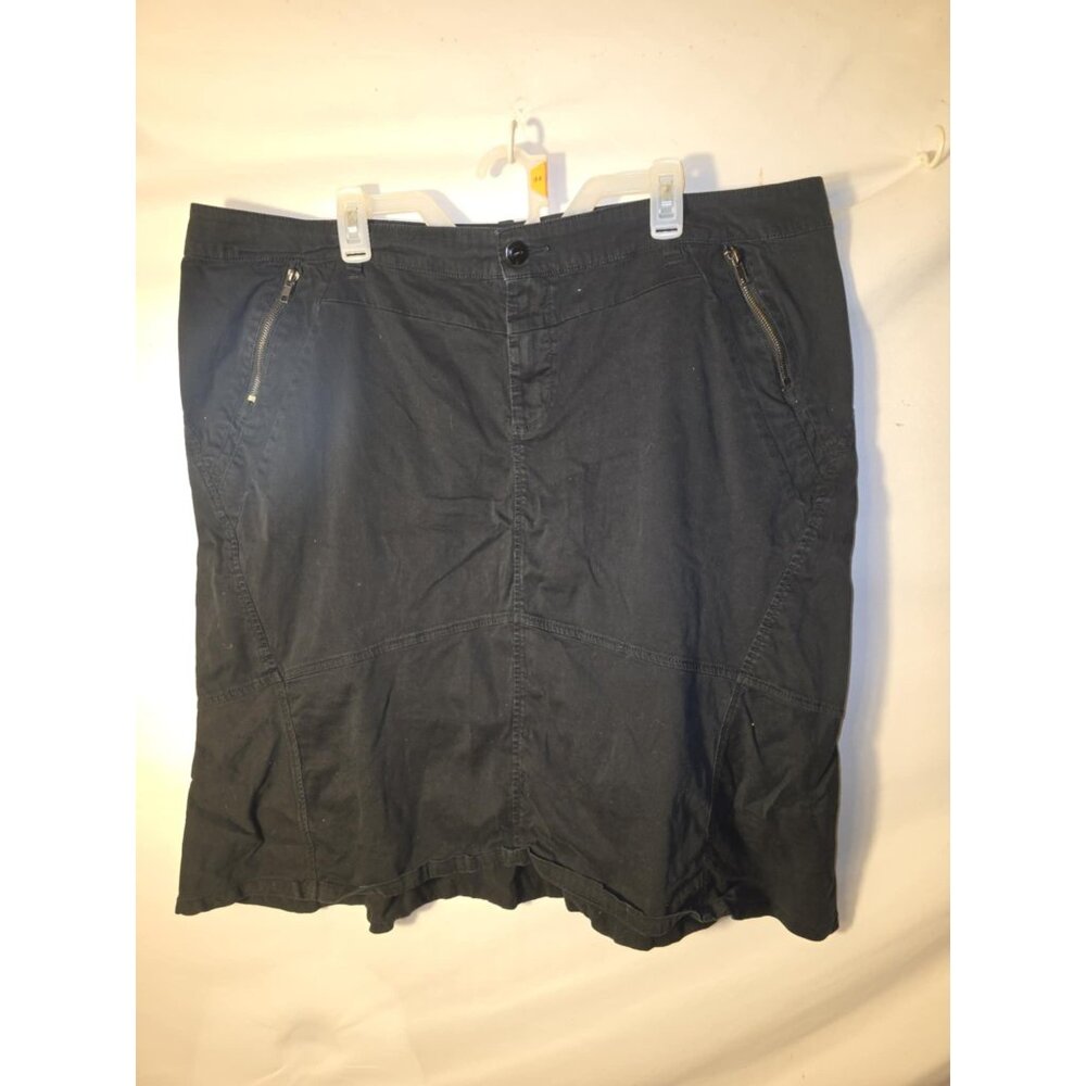 Lane Bryant Women’s Black Cargo Skirt Goth Emo Moto 24 3X Stretch Knee Length